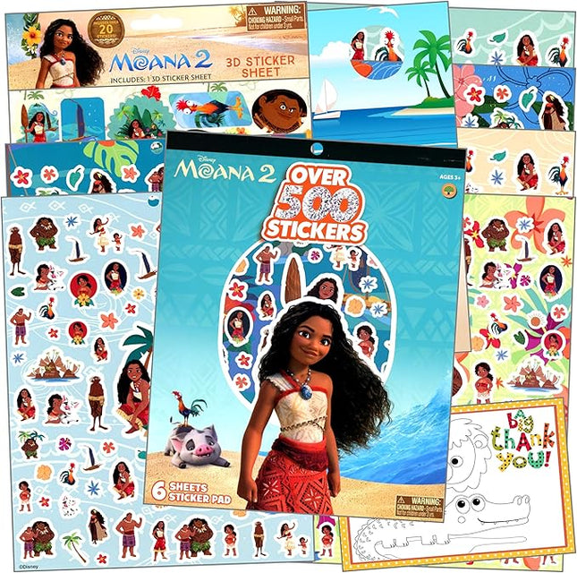 Moana Stickers and Activity Set with Moana Sticker Sheets, Reward Stickers, 2-Sided Door Hanger, and Fun Card to Color