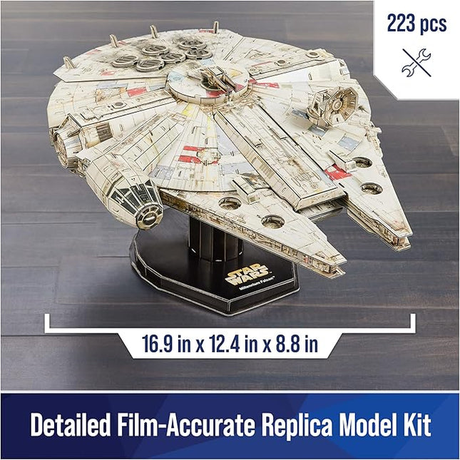 4D Build Star Wars Millennium Falcon 3D Model Kit, Star Wars Gifts, Desk Decor for Fans & Collectors, 223 Pieces, 3D Puzzles, Gift Ideas for Ages 12 & Up
