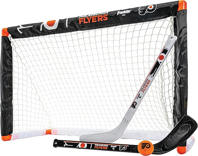 Franklin Sports NHL Mini Hockey Set - Kids Indoor Knee Hockey Goal, Ball, + 2 Stick Combo - Youth Team Indoor Toy Set - Official - Ages 3+