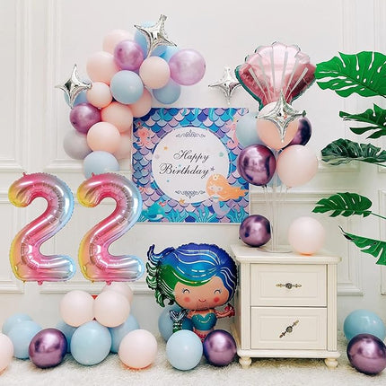 Smlpuame 40 Inch Number Balloons 0-9 Rainbow Gradient Large Number 22 Balloons, Digital Balloons for Birthday Party Celebration Decorations, Helium Foil Number Balloons for Wedding Anniversary