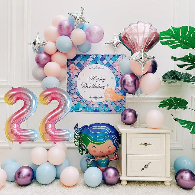 Smlpuame 40 Inch Number Balloons 0-9 Rainbow Gradient Large Number 22 Balloons, Digital Balloons for Birthday Party Celebration Decorations, Helium Foil Number Balloons for Wedding Anniversary