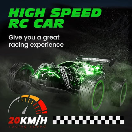 Tecnock RC Cars for Kids, 1:18 Scale 2WD RC Car with LED Lights, 2.4GHz Remote Control Car with USB-C Easy Charging & 50 Mins Playtime, Toys Gifts for Boys & Girls Ages 8-12