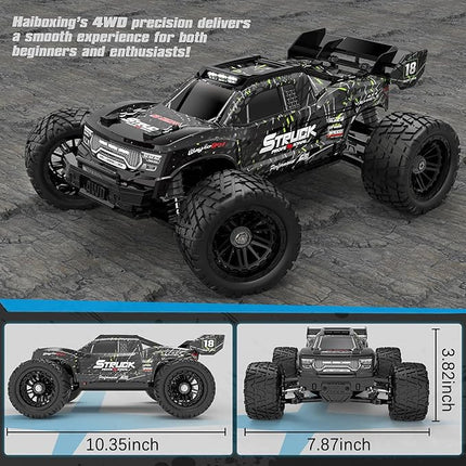 HAIBOXING 1:18 RC Car 18872 New Model RC Truck 4X4 Off-Road, 2.4GHz Remote Control Truck 36km/h Speed Splash Waterproof Electronics, Dual Li-Po Batteries Pre-installed and Spare in Box 35 Mins Runtime