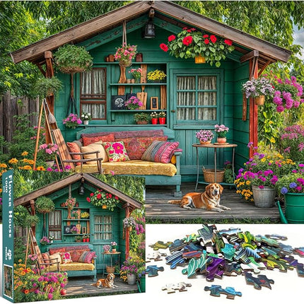 1000 Piece Puzzle for Adults, Flower House Jigsaw Puzzle, Family Puzzles Game, Interlock Perfectly No Dust, Home Decoration Puzzle, Gift for Valentine Friends Parents Kids