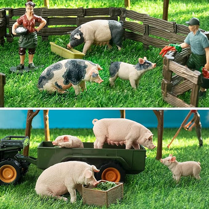 Toymany 8PCS Realistic Pig Figurines Set, Plastic Pig Figures Farm Animals Toys, Birthday Christmas Toy Gift for Kids Toddlers