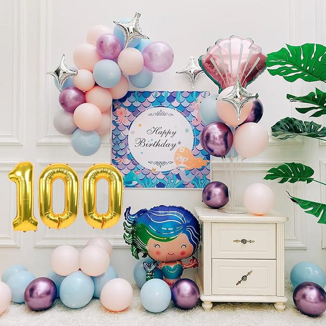 Smlpuame 40 inch Number Balloon 0-9 Gold Large Number 100 Balloons,Digital Balloons for Birthday Party Celebration Decorations Supplies, Helium Foil Number Balloons for Wedding Anniversary