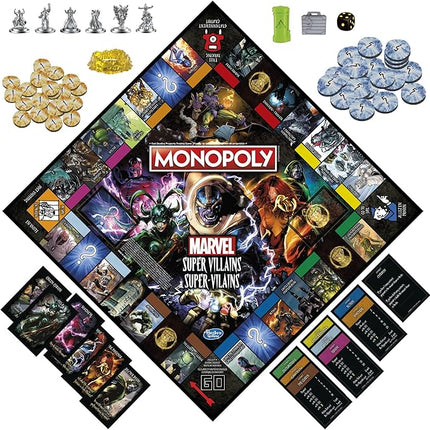 Monopoly: Marvel Super Villains Edition Board Game for Families and Kids Ages 8 and Up, Marvel Game for 2-6 Players