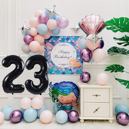Smlpuame 40 inch Number Balloon 0-9 Black Large Number 23 Balloons,Digital Balloons for Birthday Party Celebration Decorations Supplies, Helium Foil Number Balloons for Wedding Anniversary