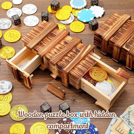 Yilloog 8 Pcs Secret Puzzle Box with Compartments for Adults Secret Puzzle Drawer Wooden Gift Boxes Game for Adults