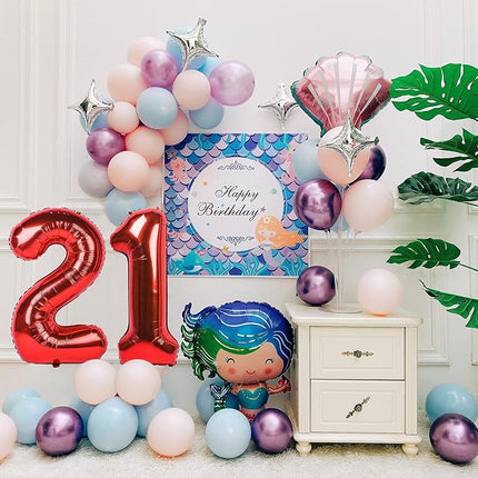 Smlpuame 40 inch Number Balloon 0-9 Red Large Number 21 Balloons,Digital Balloons for Birthday Party Celebration Decorations Supplies, Helium Foil Number Balloons for Wedding Anniversary