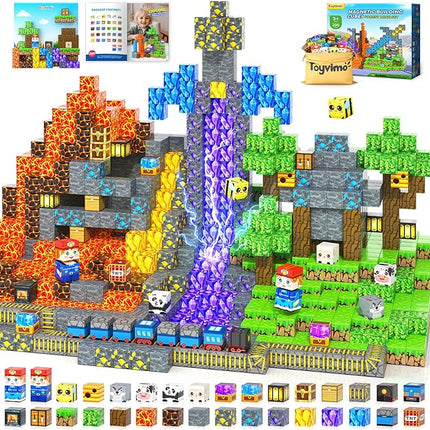 200PCS Magnetic Blocks STEM Sensory Kids Building Toys Magnetic Tiles with Magnet Board for Kids Ages 3+ Birthday for 3-5 6-7 8-12 Year Old Boys & Girls