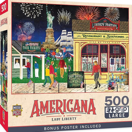 MasterPieces 500 Piece EZ Grip Jigsaw Puzzle for Adults, Family, Or Youth - Lady Liberty - 19.25"x26.75"