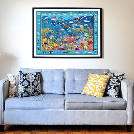 Think2Master Colorful Ocean Life 500 Pieces Large Format Jigsaw Puzzle for Kids 12+, Teens, Adults & Families. Great Gift for stimulating Learning About Coral Reefs. Size: 26.8” X 18.9”