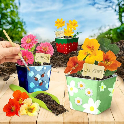 National Geographic Herb Growing Kit - Decorate 3 Pots with Paint and Stickers, Kids Gardening Set, Arts and Crafts for Kids Ages 8-12, Garden Kit, Outdoor Toys