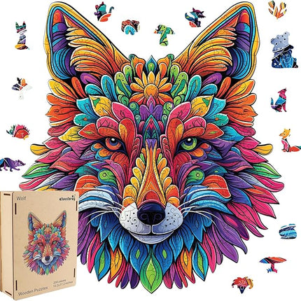 Wooden Puzzles 500 Pieces, Wolf Royal Animal Puzzles for Adults, Unique Shape Animal Adult Puzzles, Irregular Wood Puzzles Best Gift for Adults and Kids Family Game (15.4x17 in)
