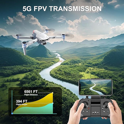 Drone with Camera for Adults, 4K UHD GPS RC Drone Brushless Motor, Smart FPV Foldable Quadcopter for Beginners, 5G WIFI Transmission, Auto Return, Follow Me, Waypoints, Altitude Hold, 30 Mins Flight Time,for Boys Girls