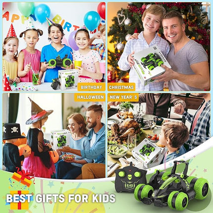 Eulogia Remote Control Car for Boys 4-7, 2.4GHz RC Drift Stunt Car with Lights, Batteries, Reatures 360° Rotation, Go Sideways, Dance, Jump, Over Various Terrain Car Toys Gifts for Birthday, Christmas