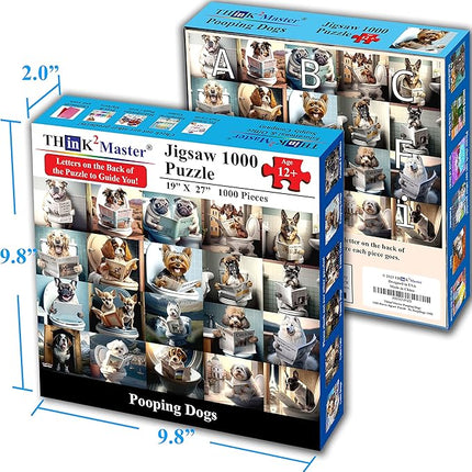 Think2Master Pooping Dogs & Puppies 1000 Pieces Jigsaw Puzzle. Pooping Puppies, Funny Bathroom Decoration, Gag Gift. Fun Toy Teens, Adults, Seniors & Families. Great for Kids 13+ Size: 26.8” x 18.9”