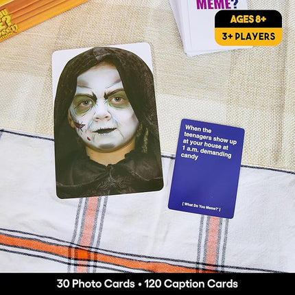 WHAT DO YOU MEME? Halloween Family Edition by Relatable, A Halloween Activity Travel Pack, Party Game, Includes 30 Photo Cards and 120 Caption Cards, for Kids 8-12