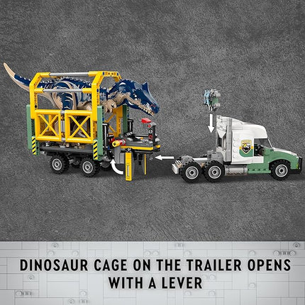 LEGO Jurassic World Dinosaur Missions: Allosaurus Transport Truck Toy, Fun Gift Idea for Kids with Kenji, Darius and Yaz Minifigures, Jurassic World Dinosaur Toy for Boys and Girls Ages 8 and Up 76966
