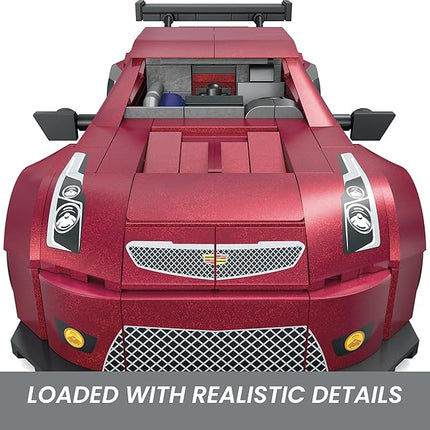 MEGA Hot Wheels Collectible Car Building Toy, Cadillac ATS-V R with 319 Pieces and Die-Cast Model, Build & Display Set for Collectors, Red