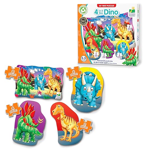 The Learning Journey: My First Puzzle Sets 4-In-A-Box Dinosaur – Dinosaur Puzzle Sets - Educational Toddler Toys & Activities for Children Ages 2-5