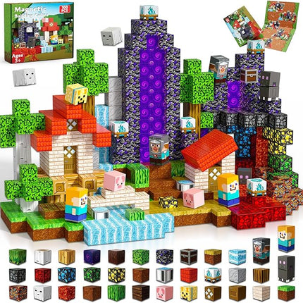 100 PCS Magnetic Blocks - Magnetic Building Blocks, Stacking Magnets for Kids, Sensory Toy for STEM Montessori Sensory Toys for Kids 3+ Boys and Girls Christmas Birthday Gifts