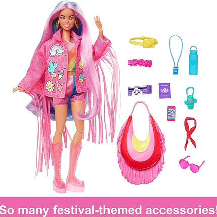 Barbie Extra Fly Doll with Desert-Themed Travel Clothes & Accessories, Fringe Jacket & Oversized Bag