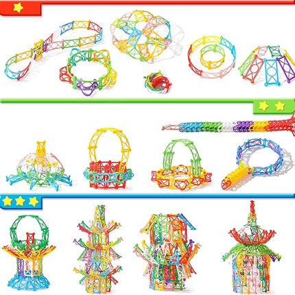 RAINBOW TOYFROG Snap-N-Twist Building Blocks - 270 Piece Set of Flexible Interlocking Math Manipulatives - Open Ended STEM Toys for 5 to 12 Year Old Boys & Girls - Indoor Recess Games for Classroom
