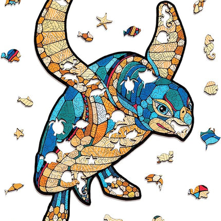 EWA Home Décor – Turtle Small 80 Pieces – Wooden Jigsaw Puzzle for Adults – Perfect for Artistic Home Decoration and Mindful Relaxation