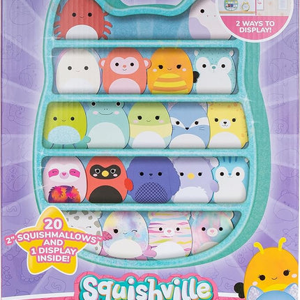 Squishville by Original Squishmallows Play and Display Storage - Twenty 2-inch Plush Included with 4 Exclusives - Hang or Stand Display Case