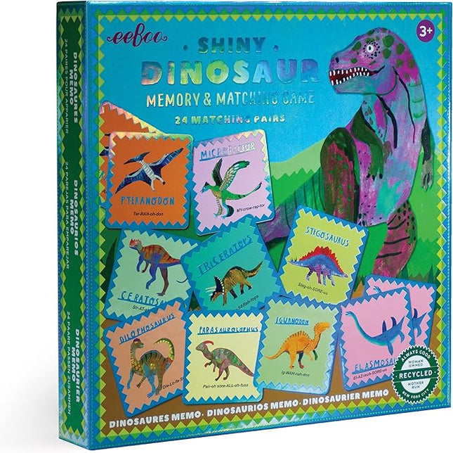 eeBoo: Memory and Matching Game- Shiny Dinosaur- 24 Pairs, Develops Recognition, Concentration, Memory & Vocabulary Skills, Age 3+