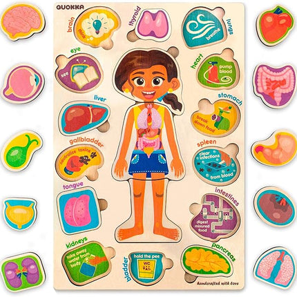 QUOKKA Puzzles for Kids – Montessori Puzzles for Toddlers 3-5 – Preschool Game Learning Human Body Parts Anatomy Skeleton – Educational Toys for Boy & Girl