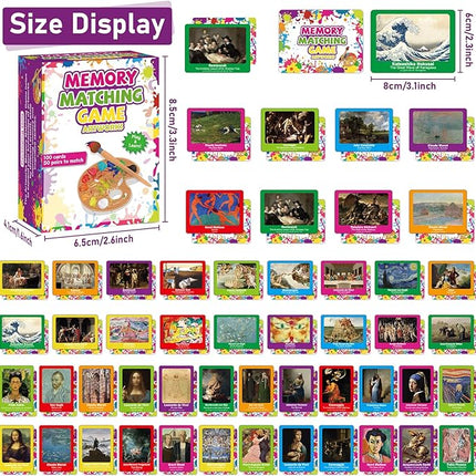 gisgfim 50 Pairs Memory Matching Game Famous Paintings Concentration Memory Card for Adults Learning Educational Game A Fun & Fast Artworks Theme Matching Games