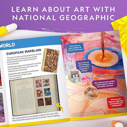 National Geographic Marbling Art Kit - Create 12 Sheets of Marble Art with Paints & Water, Crafts for Kids, Amazon Exclusive