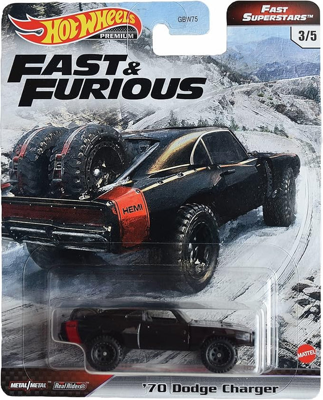 Hot Wheels '70 Dodge Charger, [Black] Fast Superstars 3/5