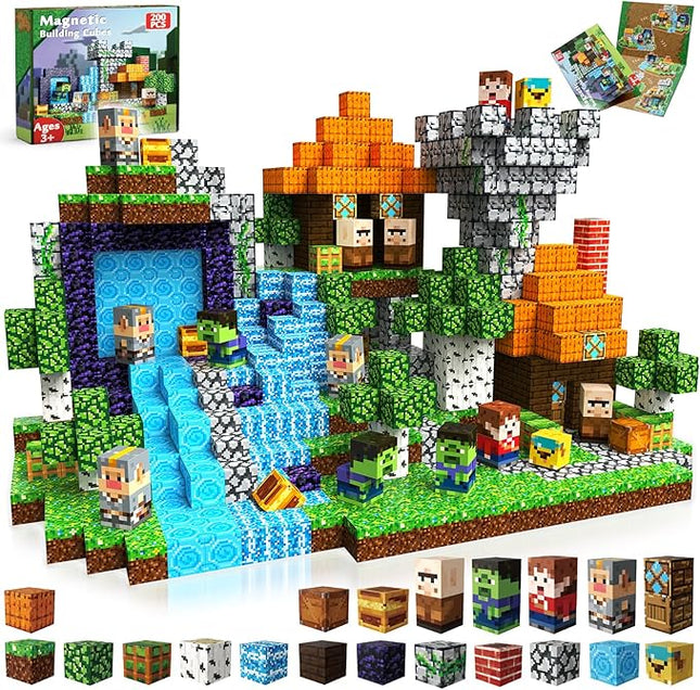 Goody King 200 Pcs Magnetic Blocks Set, STEM Sensory Magnet Toys for Kids Age 3+, Montessori Learning Toy Building Set for Toddlers, Magnetic Cubes Construction Kit Birthday Gift for Boys Girls Kids