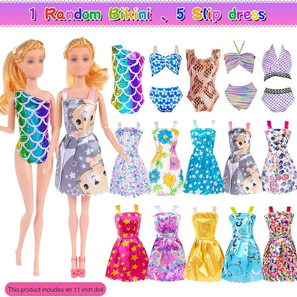 11.5 inch Doll and Doll Accessories - 101 Pcs Doll Closet Playest Including Shoes Rack,Dress,Shoes Hangers Accessories