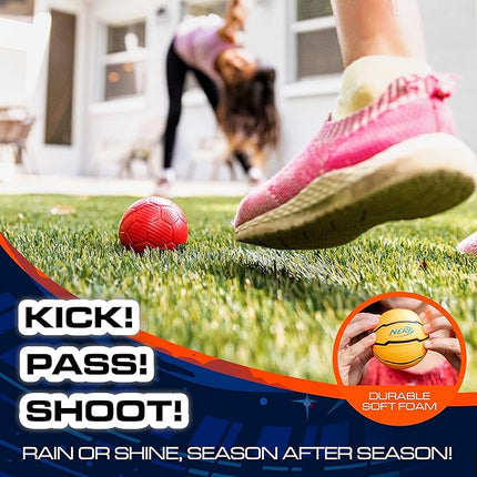 NERF Micro Foam Sports Ball Set - Kids Foam Micro Football, Soccer Ball + Basketball Set Soft Stress Relief for Kids - Assorted Color