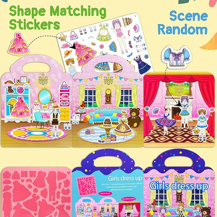 Benresive Reusable Sticker Book for Toddlers 2-4 Years, Fun Travel Stickers for Kids, Waterproof Sticker Books for Toddlers 1-3, Crafts Activities for Todddlers 1-3 2-4 3-5 - Dress Up
