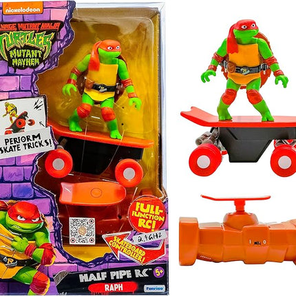 Teenage Mutant Ninja Turtles Toy, Raphael Half Pipe RC Skate Vehicle with Tricks, 2.4 GHz Remote Control TMNT Ninja Turtle Toy, Mutant Mayhem, Ages 5+