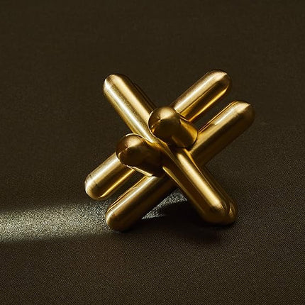 Craighill Jack Puzzle - Brain Teaser Puzzle for Adults & Kids, 3D Brain Game, Mind-Bending & Satisfying, Aesthetic Home & Office Decor - Solid Brass