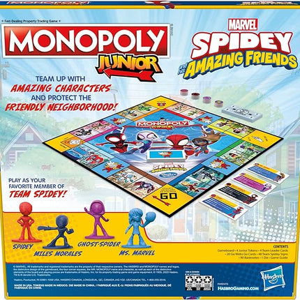 Monopoly Junior: Marvel Spidey and His Amazing Friends Edition Board Game for Kids Ages 5+, with Artwork from The Animated Series, Kids Board Games (Amazon Exclusive)