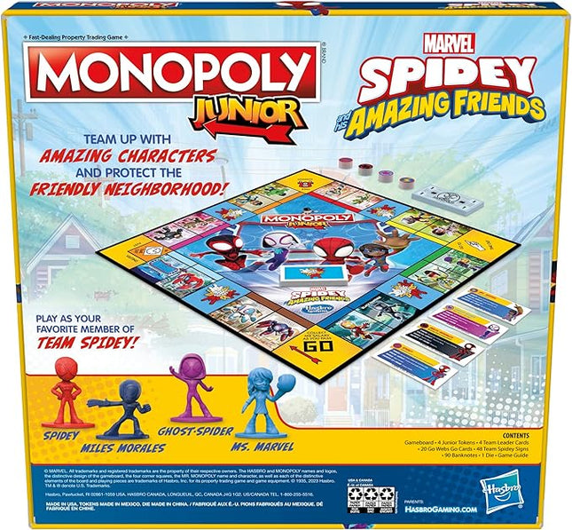 Monopoly Junior: Marvel Spidey and His Amazing Friends Edition Board Game for Kids Ages 5+, with Artwork from The Animated Series, Kids Board Games (Amazon Exclusive)