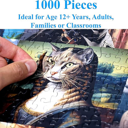 Think2Master Funny Cats 1000 Pieces Jigsaw Puzzle Featuring heartwarming Kittens and Cats. Fun for Teens, Seniors & Families. Great Gift for Kids Ages 13+ Size: 26.8” x 18.9”