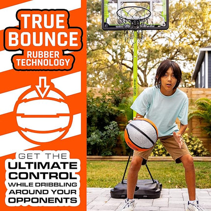 Nerf Indoor + Outdoor Basketball - Proshot Official Size 29.5" Basketball + Air Inflation Pump - Extra Grip for Gym + Driveway Hoops - Regulation B7 Ball - Black/Orange