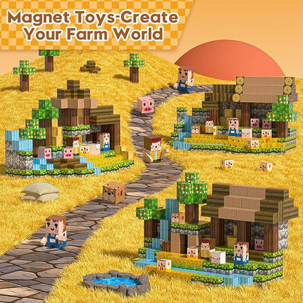 Magnetic Blocks, Magnetic Building Blocks 100pcs Gryxpox-STEM Toys for Kids Ages 3+, Magnet Tiles with Forest Animals Blocks Set, Educational Sensory Toys for Toddlers, Boys & Girls–Creative Game Gift