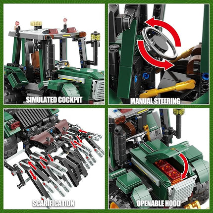 Farm Tractor Building Blocks Set,Wheeled Tractor Building Toys with Mechanical Gear Linkage,STEM Farming Truck Construction Model,Birthday Gift for Adults and Girls Boys 8-14 (1204Pcs)