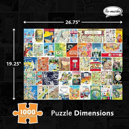 Re-Marks Vintage Atlas Puzzle, 1000-Piece Puzzle for All Ages, Fun Jigsaw Puzzle