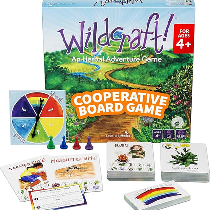 Wildcraft! an Herbal Adventure Cooperative Board Game - Learn 25 Herbs with No Reading Required - Educational Game for Kids 4+ & Families - Includes 3 Printable PDFs, Coloring Book & Plant Guide